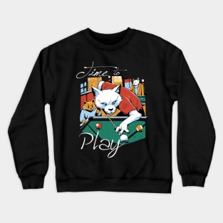 Cat Playing Pool Crewneck Sweatshirt